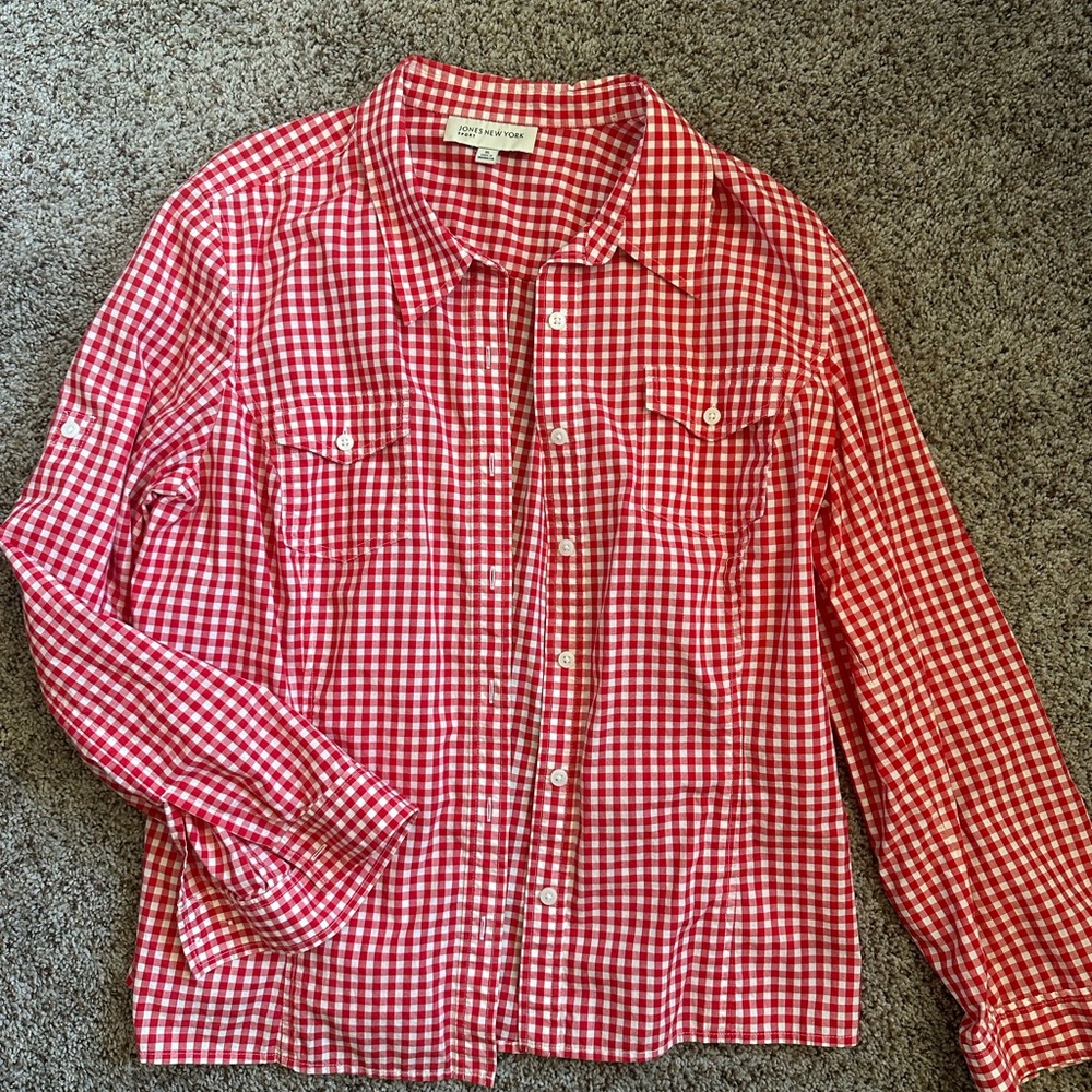Jones New York Red Gingham Shirt